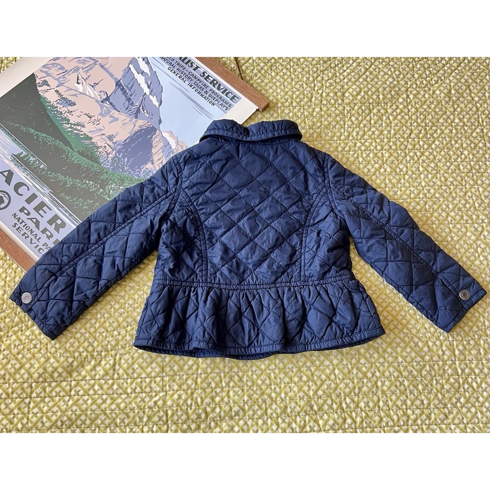 Baby Gap Quilted Pea Coat Snap Size 2T EUC Double Breasted Spring Fall Navy - Picture 2 of 6